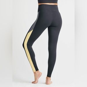 YUMMIE || Rachel Legging W/ Racing Stripe in Black, Smoke & Lemon Drop - SZ XS